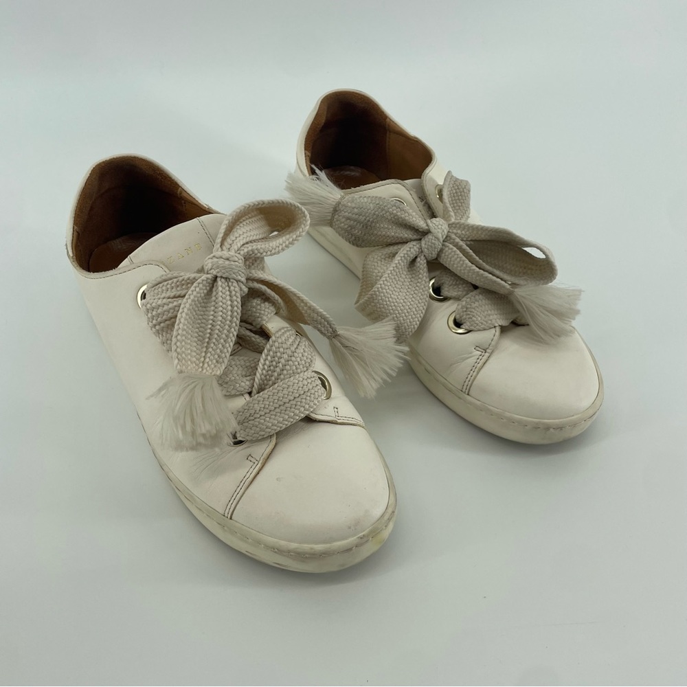 Sezane Cream Sneakers with Bow Detail